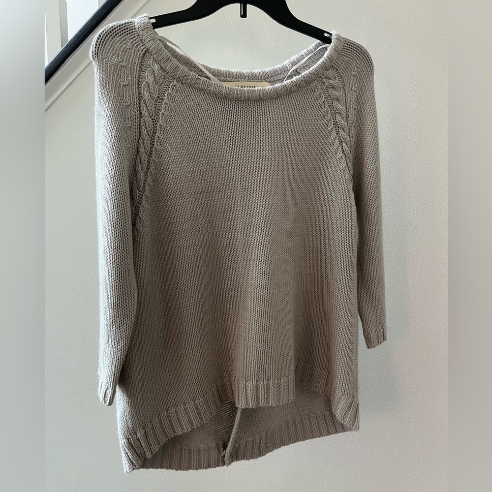 Women's Zara Knit Beige Sweater with Beautiful Split Snap Back